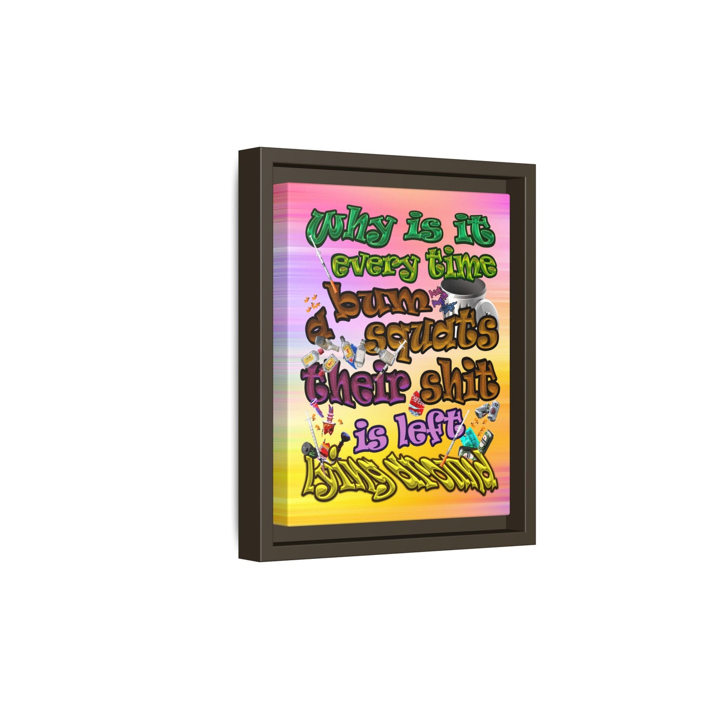 the bum's shit - framed canvas art (color blur)