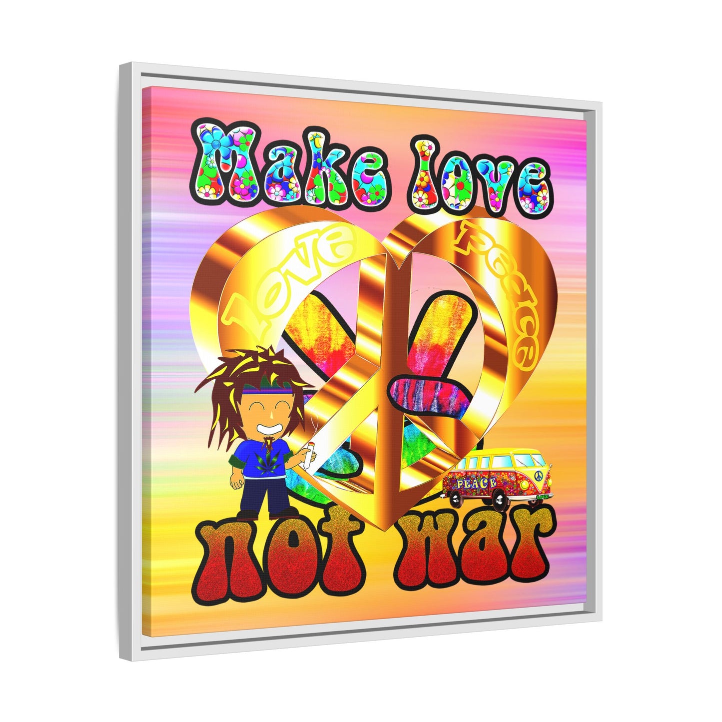 love peace - framed canvas art (color blur)