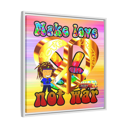 love peace - framed canvas art (color blur)