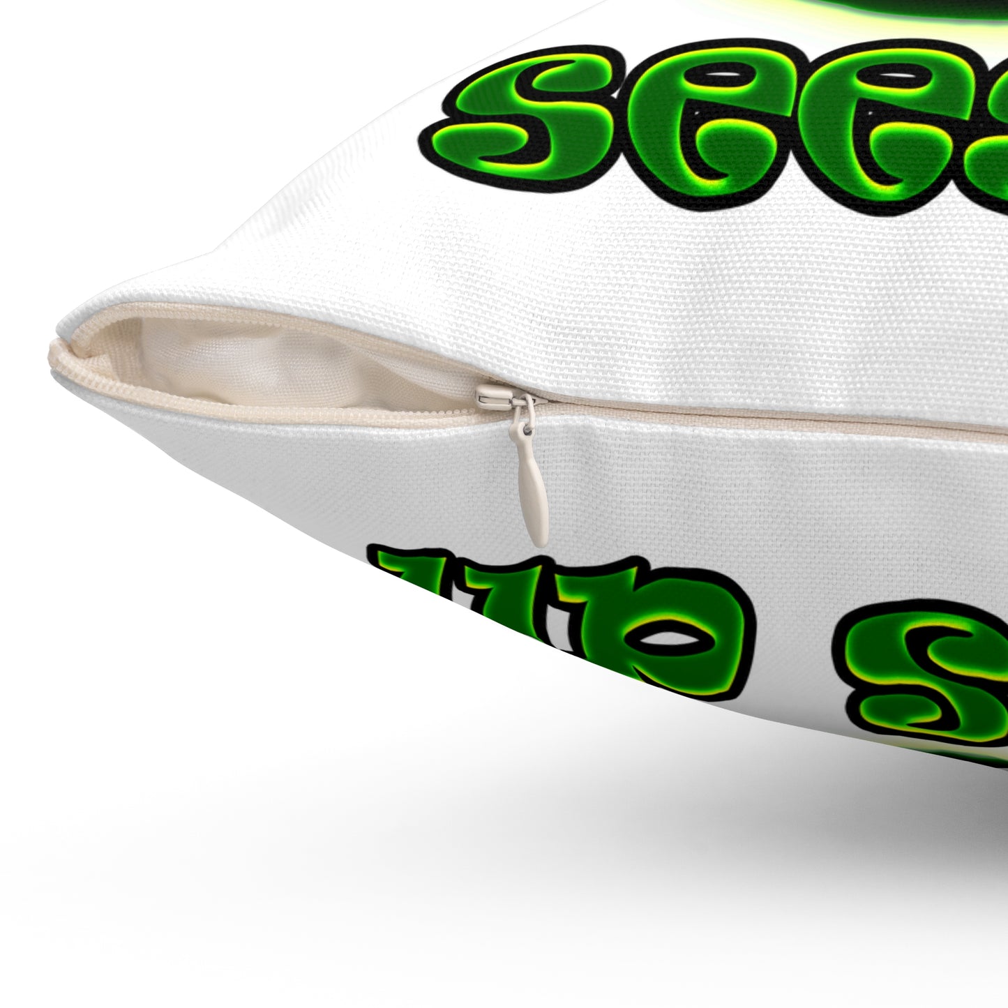 green monster - Spun Polyester Square Pillow - (white)