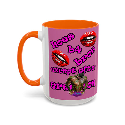 hoes b4 bros - Accent Mug (light pink)