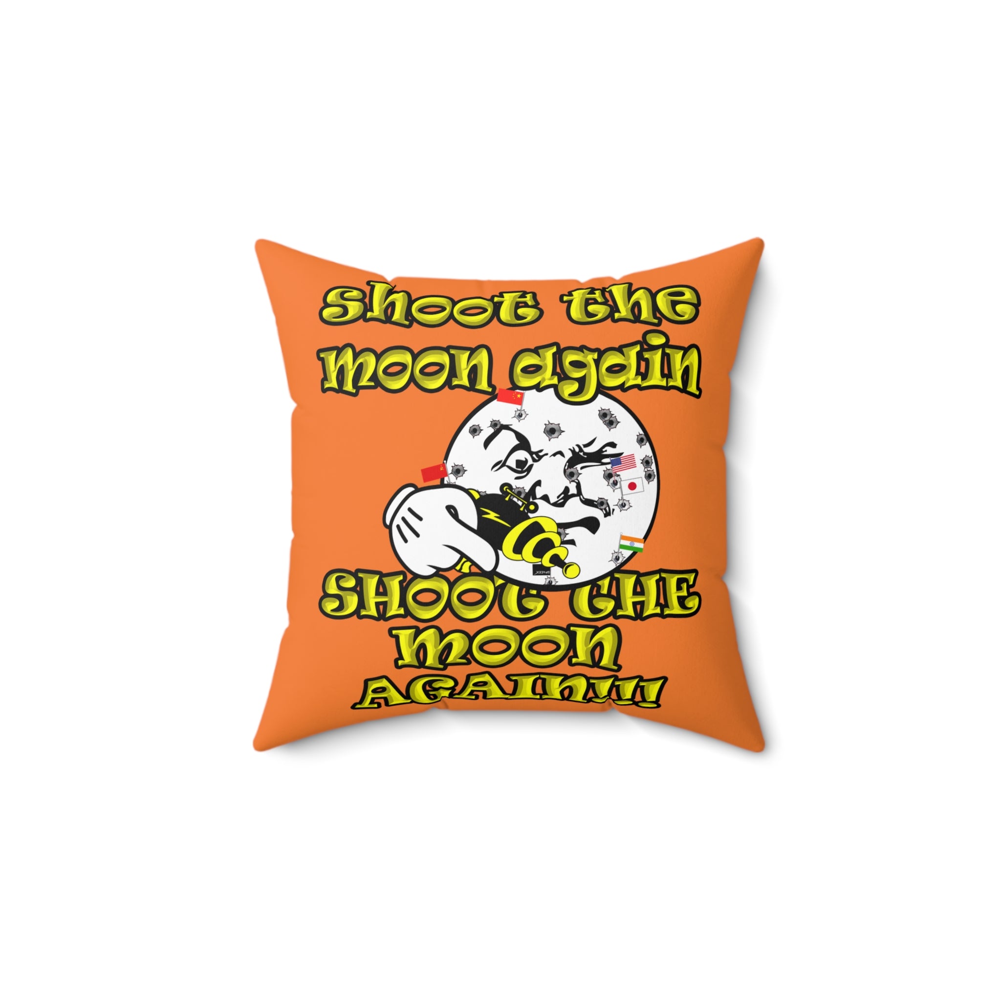shoot the moon again - Spun Polyester Square Pillow - (crusta)