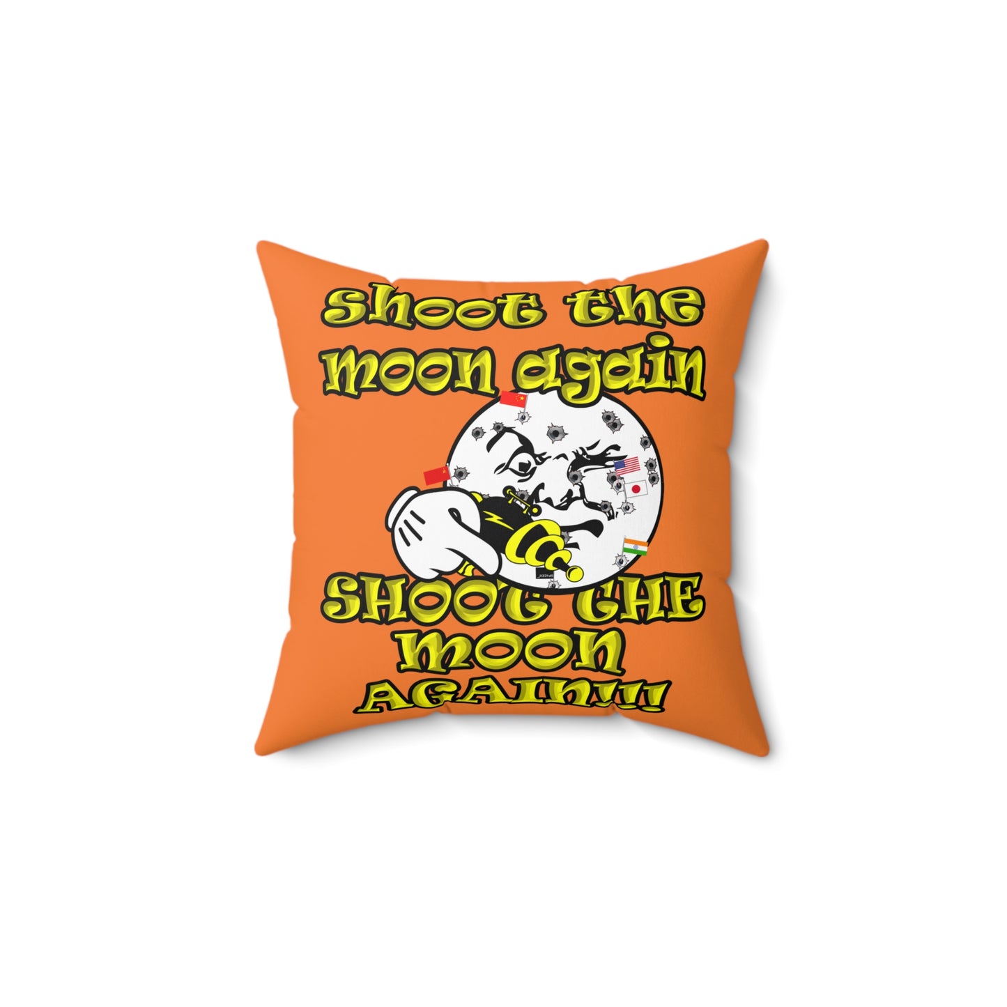 shoot the moon again - Spun Polyester Square Pillow - (crusta)