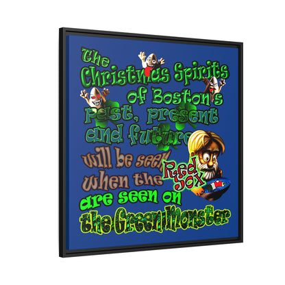 christmas spirits of boston - framed canvas art (dark blue)