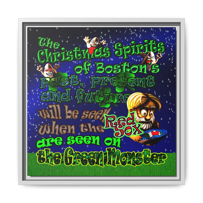 christmas spirits of boston - framed canvas art ('snoops' background)