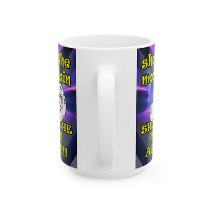 shoot the moon again - White Mug (grey-pink wave)