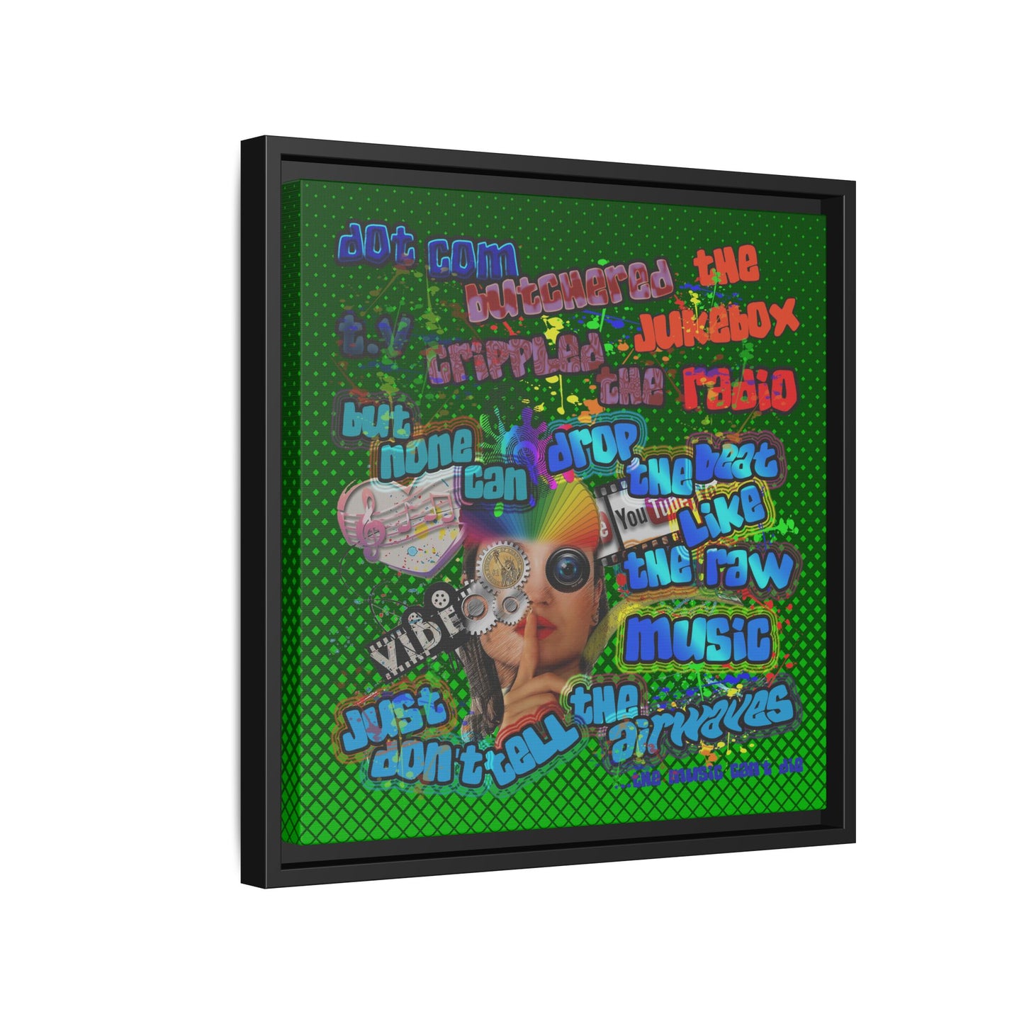 drop the beat - framed canvas art (logo green)