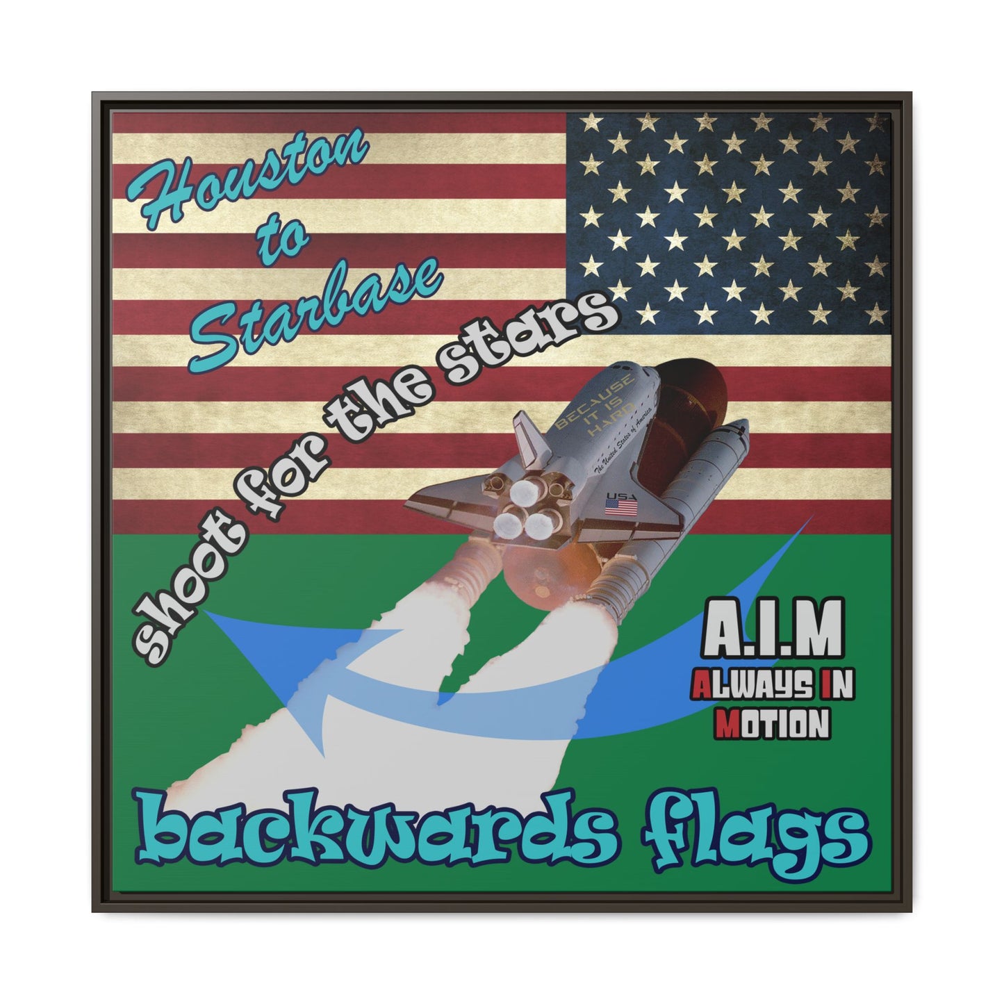 shoot for the stars - framed canvas art (dark green)