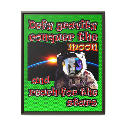 defy conquer reach - framed canvas art (logo green)