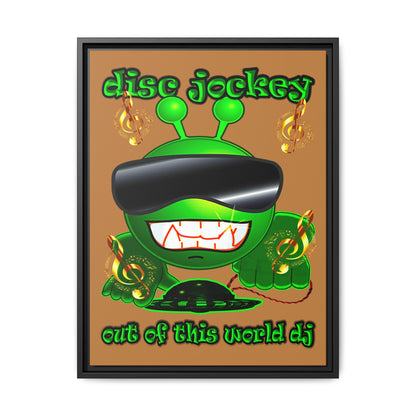 disc jockey - framed canvas art (light brown)