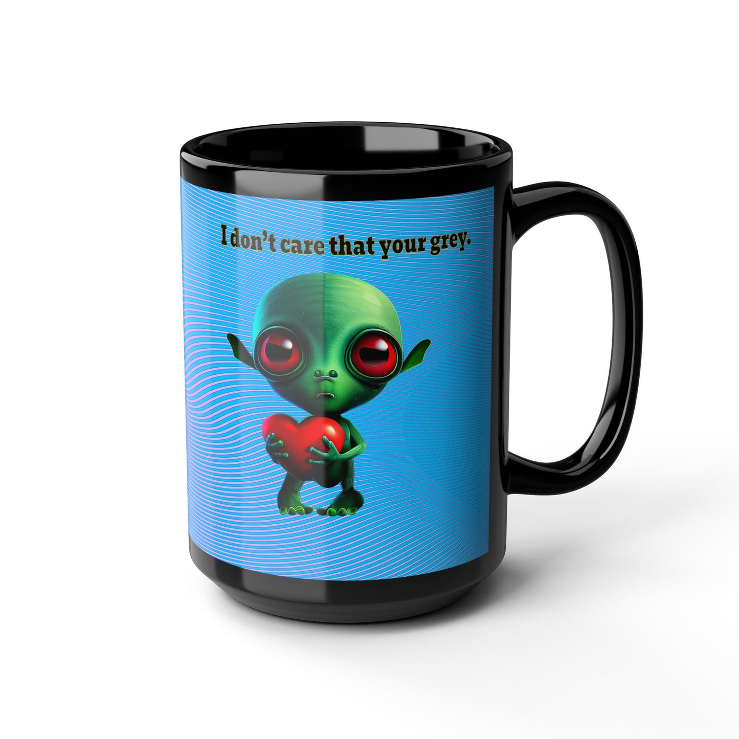I don't care that your grey - Black Mug (light blue-purple wave)