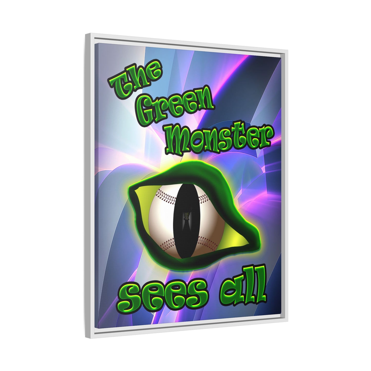 green monster - framed canvas art (grey-pink wave)