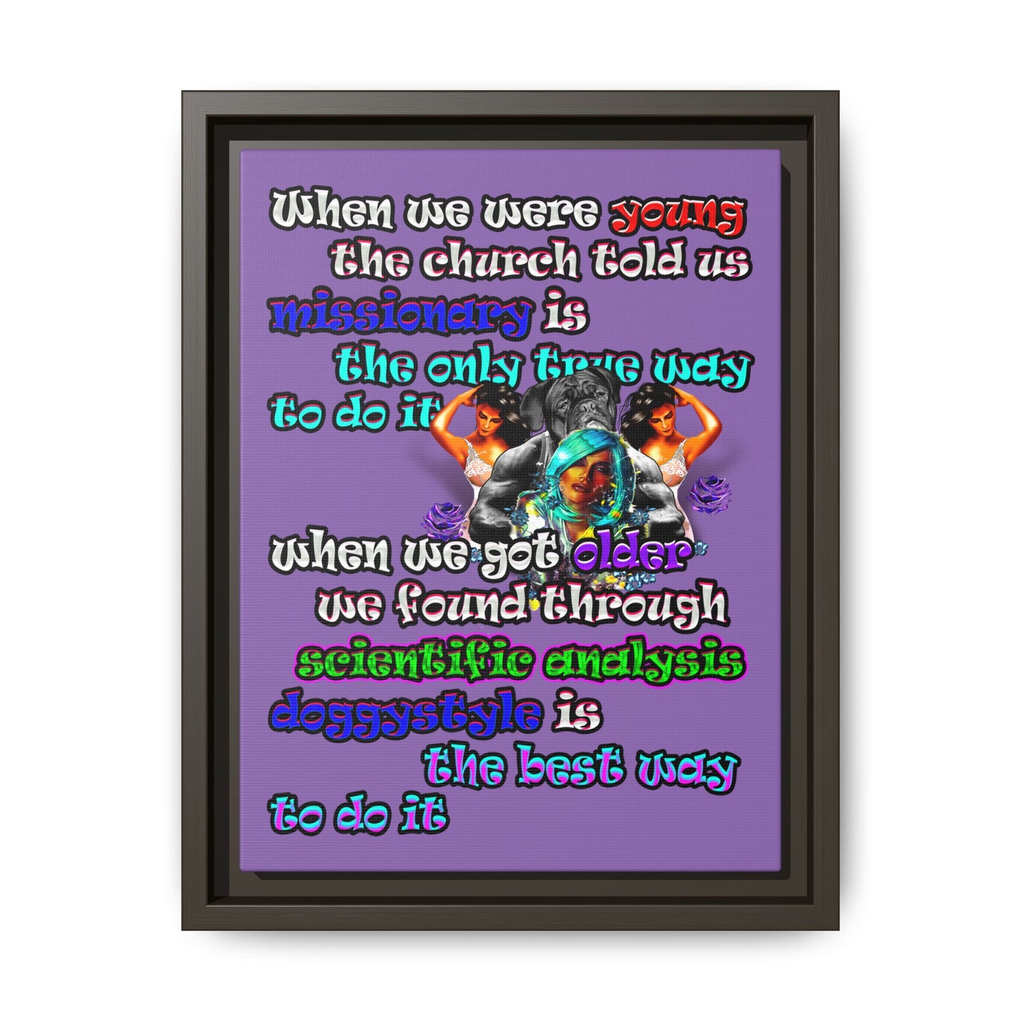 doggystyle - framed canvas art (light purple)