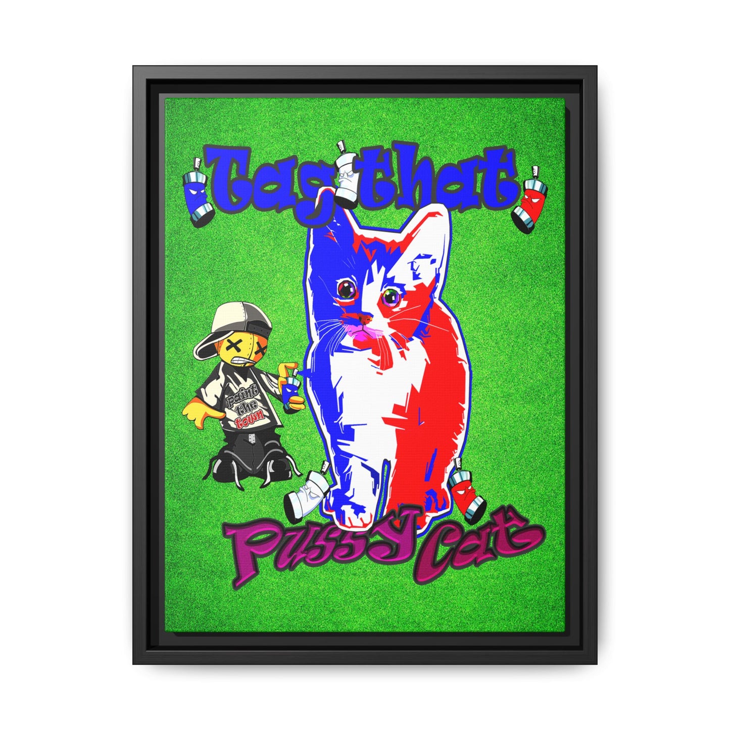 tag that - framed canvas art (green turf)