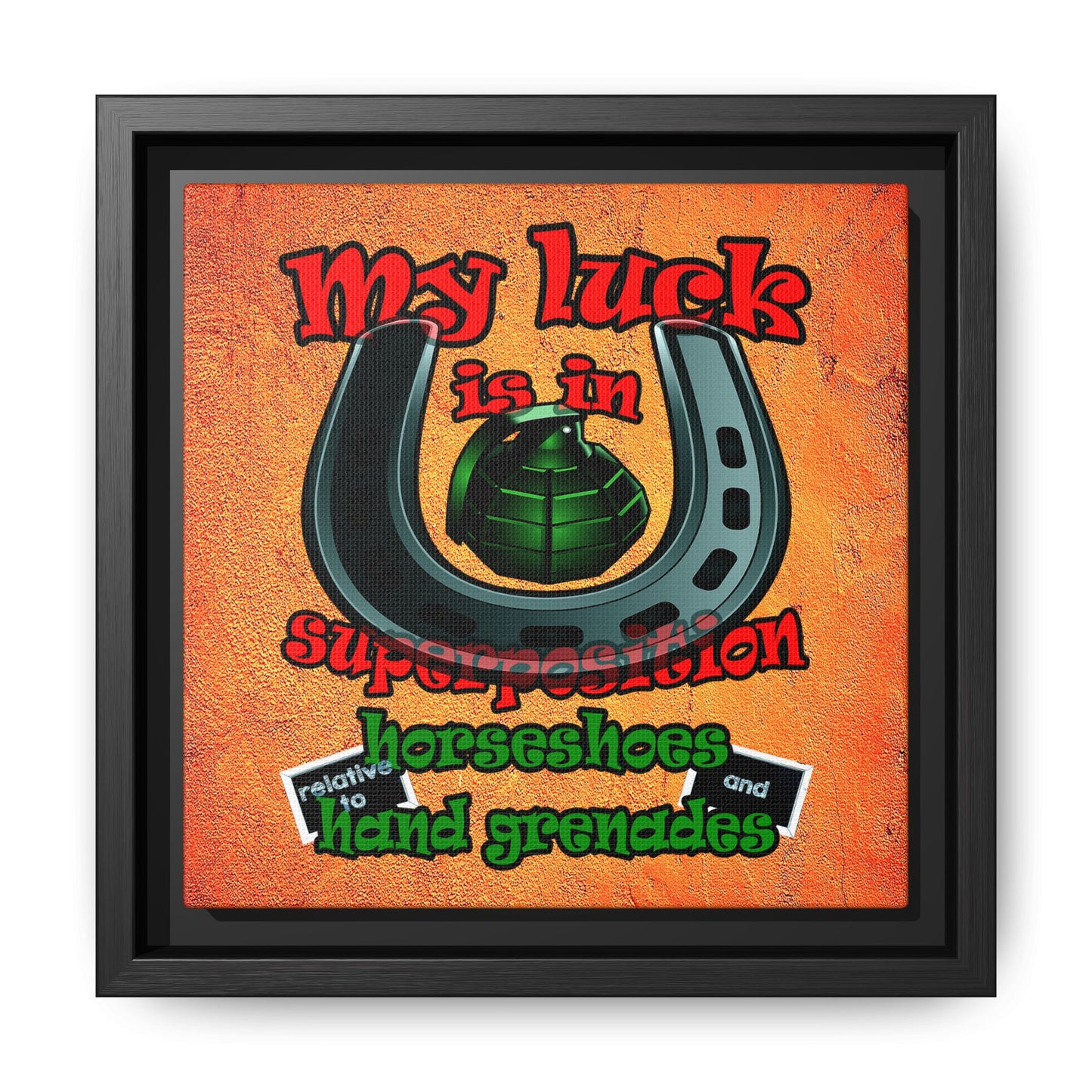 my luck - framed canvas art (burnt orange)