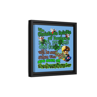 christmas spirits of boston - framed canvas art (light blue)
