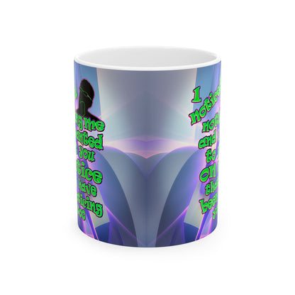 noticed you noticing - White Mug (grey-pink wave)