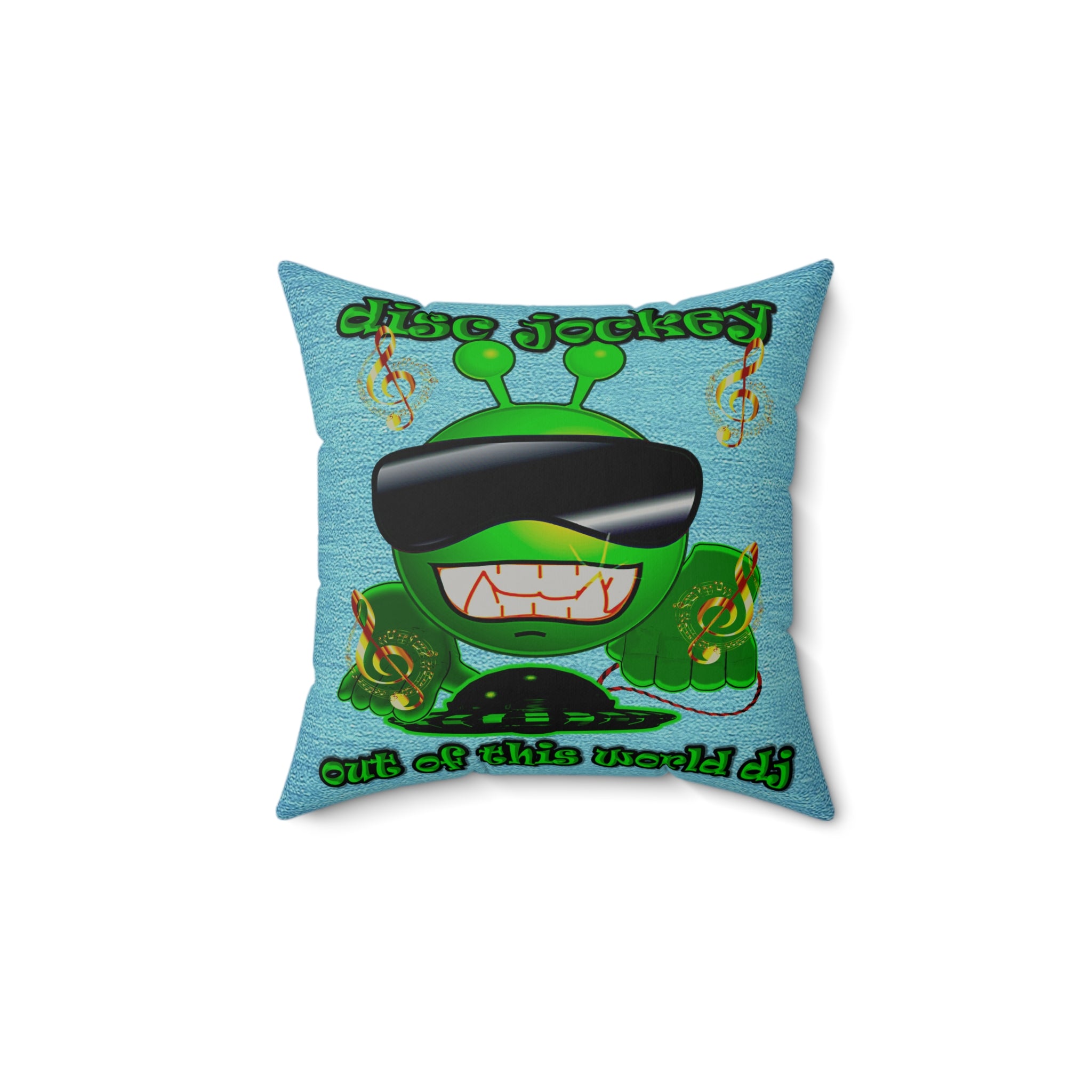 disc jockey - Faux Suede Square Pillow - (faded dark blue)