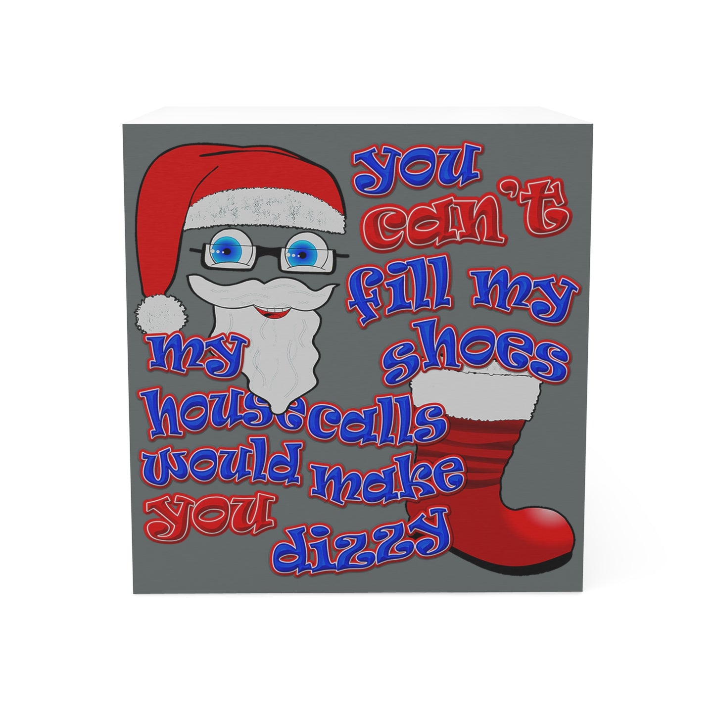santa's shoes - note cube (dark grey)