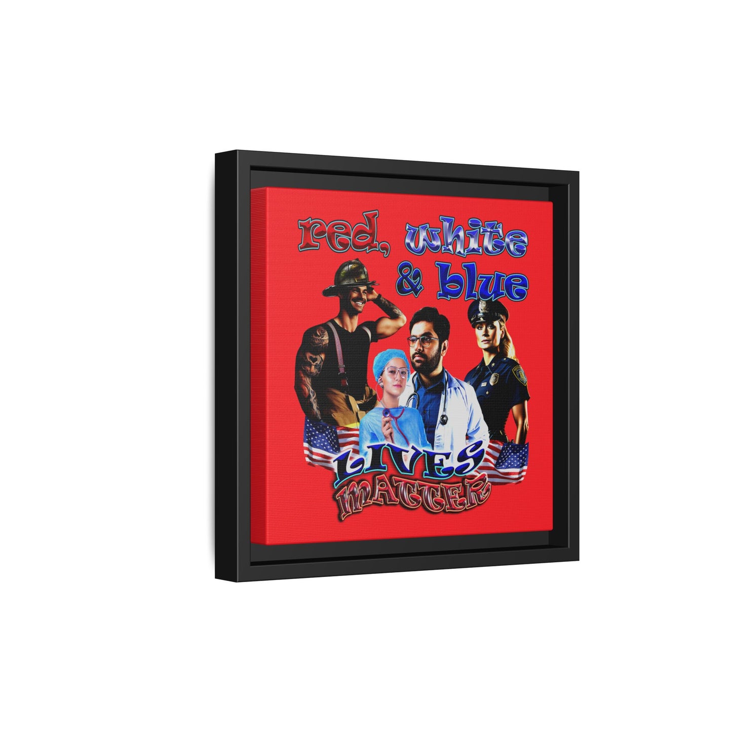 rw&b lives matter - framed canvas art (red)