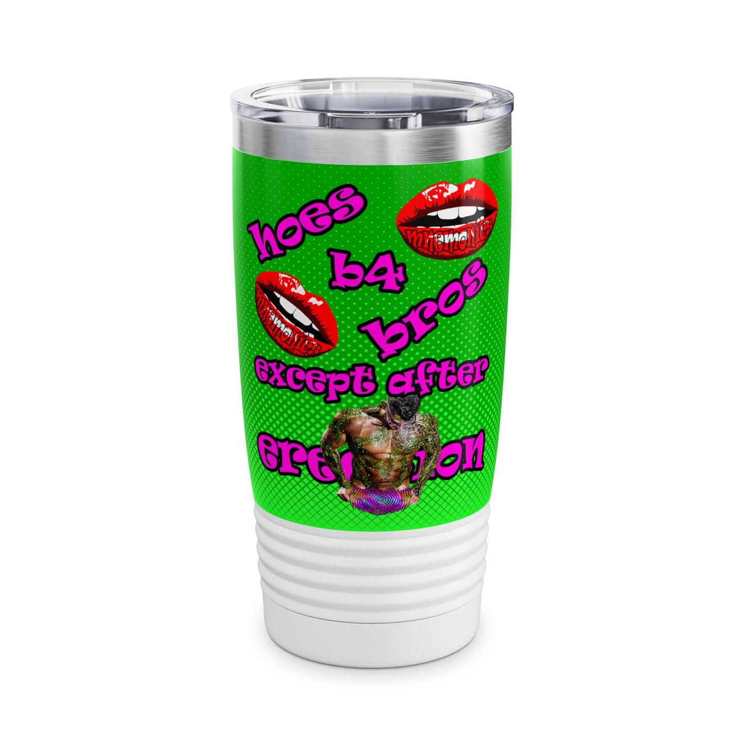 hoes b4 bros - Ringneck Tumbler, 20oz (logo green)