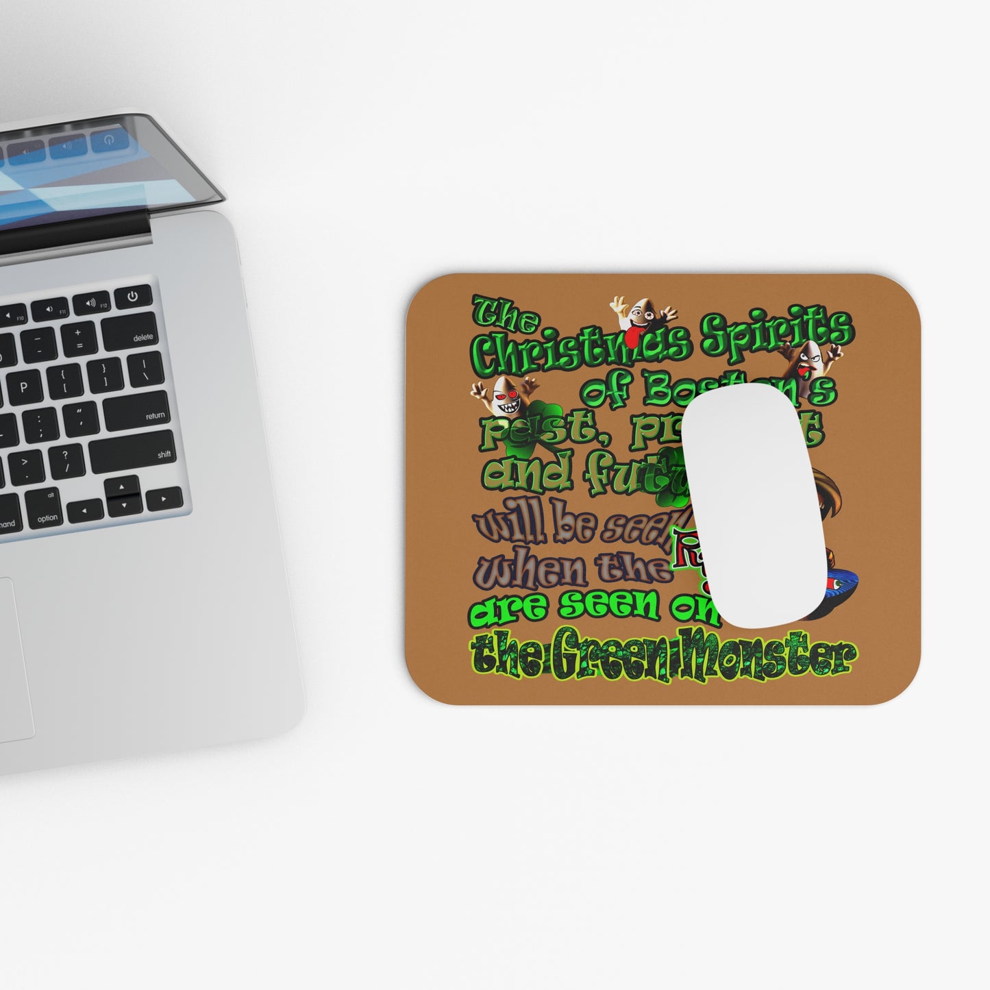 christmas spirits of boston - Mouse Pad (Rectangle) (light brown)
