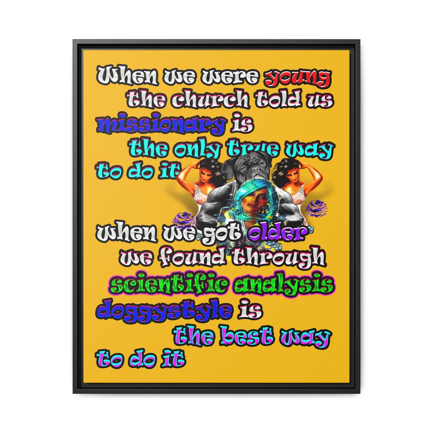 doggystyle - framed canvas art (yellow)