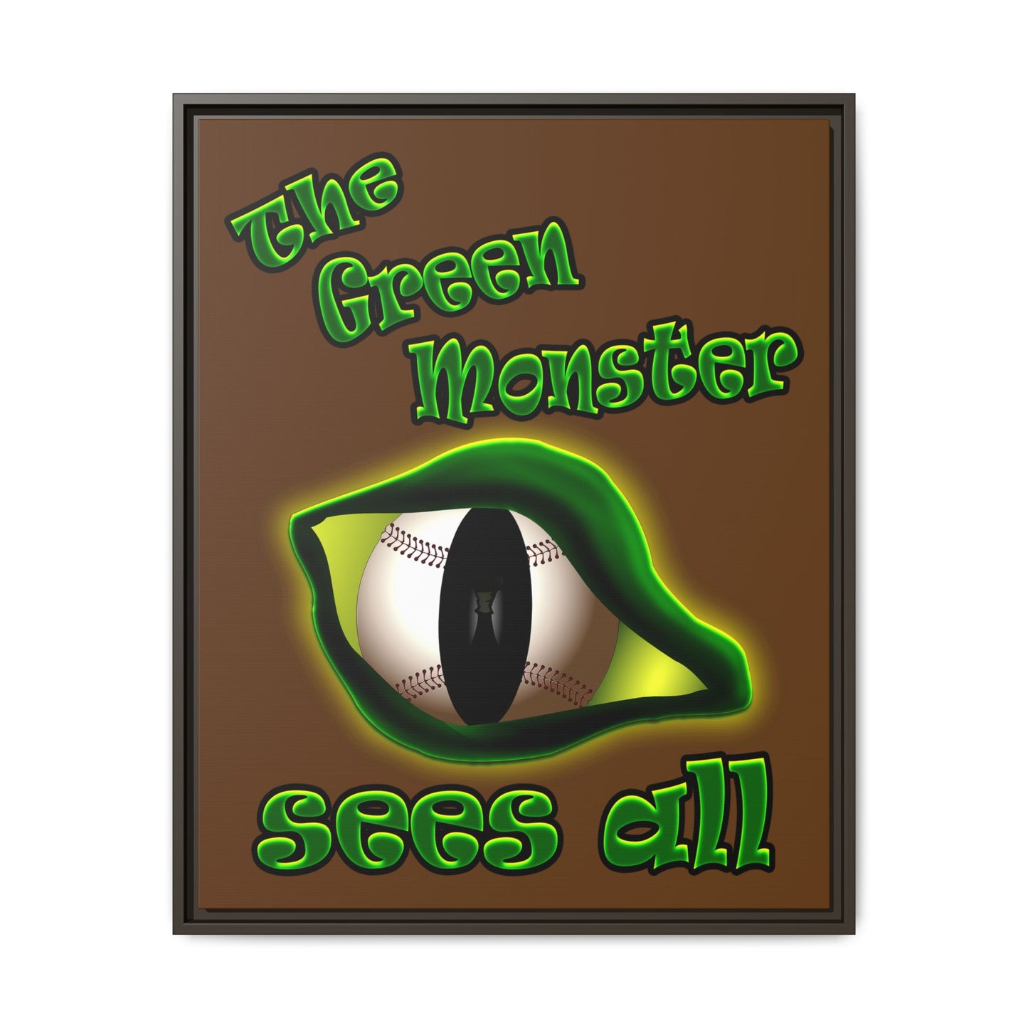 green monster - framed canvas art (brown)