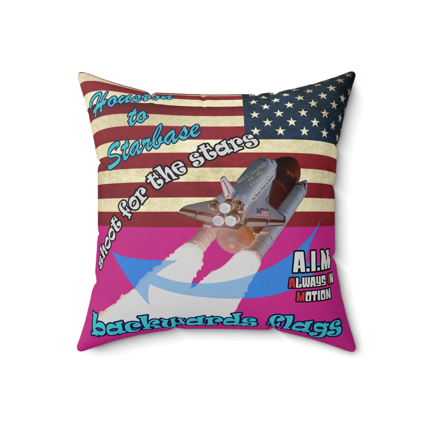 shoot for the stars - Spun Polyester Square Pillow - (pink)