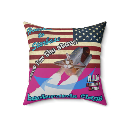 shoot for the stars - Spun Polyester Square Pillow - (pink)