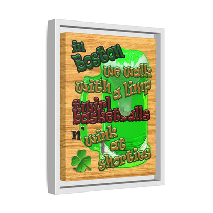 celtics logo - framed canvas art (butterscotch wood finish)