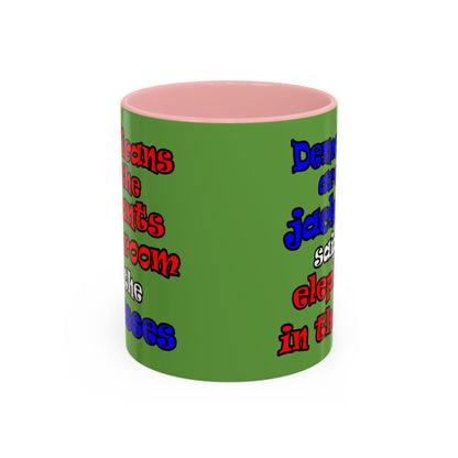 donkeys and elephants - Accent Mug (green)