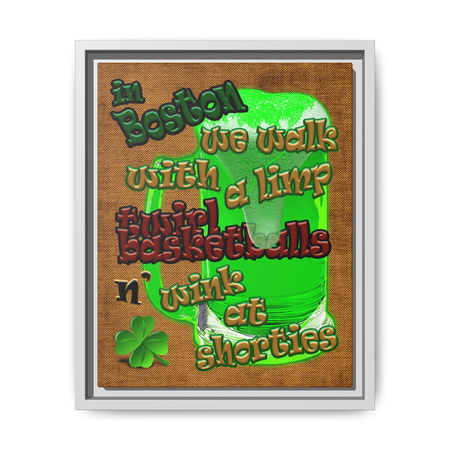 celtics logo - framed canvas art (brown papyrus)