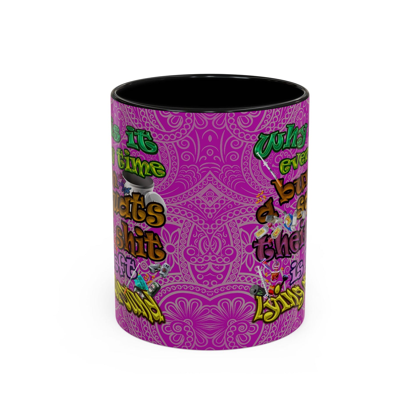 the bum's shit - Accent Mug (pink swirl)