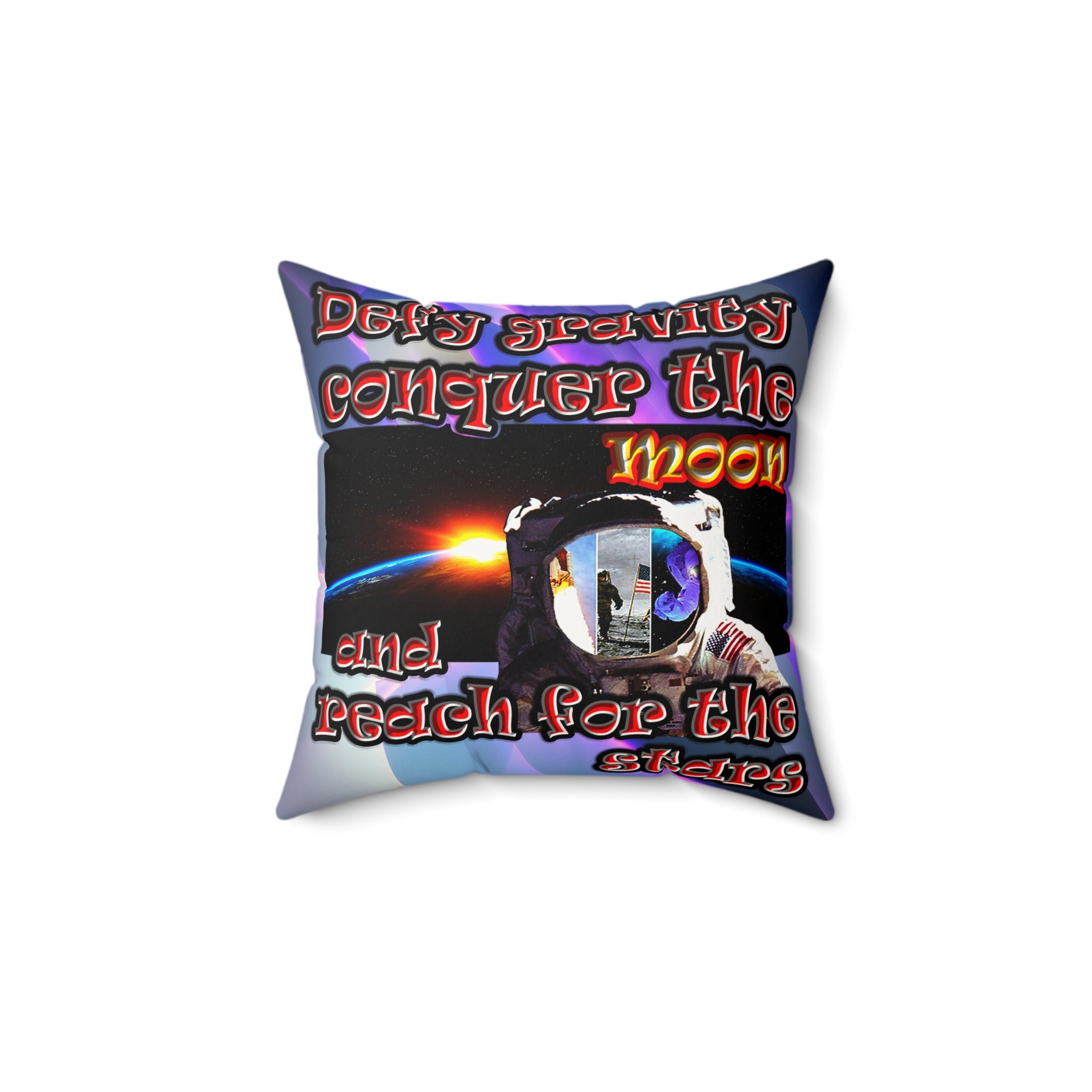 defy conquer reach - Faux Suede Square Pillow - (grey-pink wave)