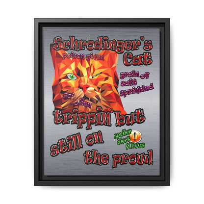 schrodinger's cat - framed canvas art (brushed nickel)