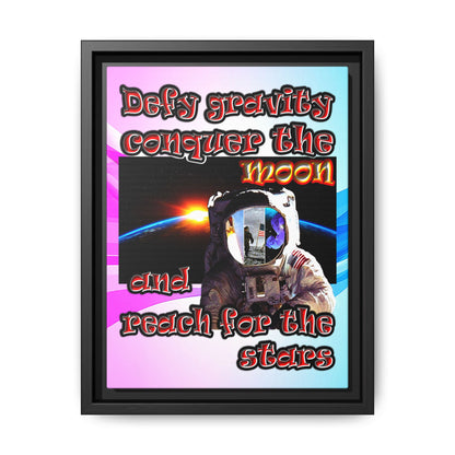 defy conquer reach - framed canvas art (light blue-pink wave)