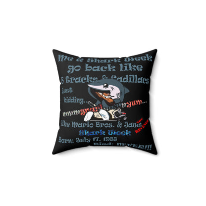 shark week - Spun Polyester Square Pillow - (black)