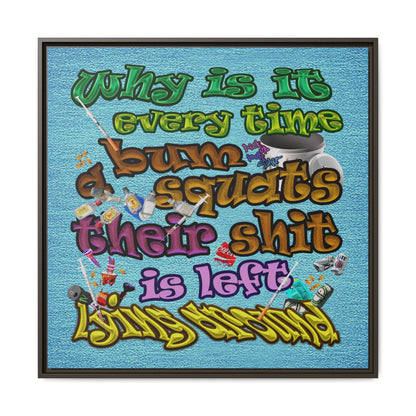 the bum's shit - framed canvas art (faded blue)