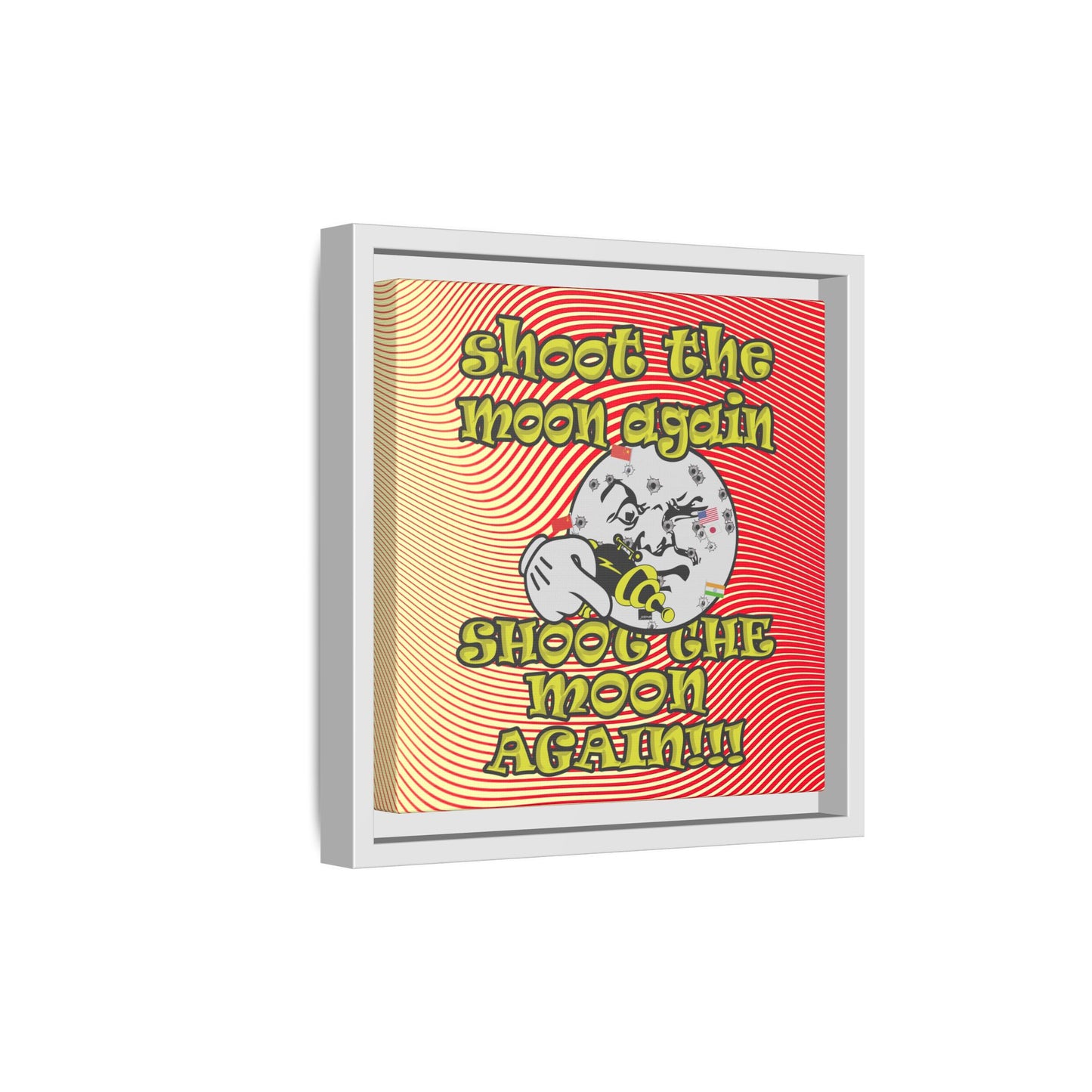 shoot the moon again - framed canvas art (yellow-orange wave)