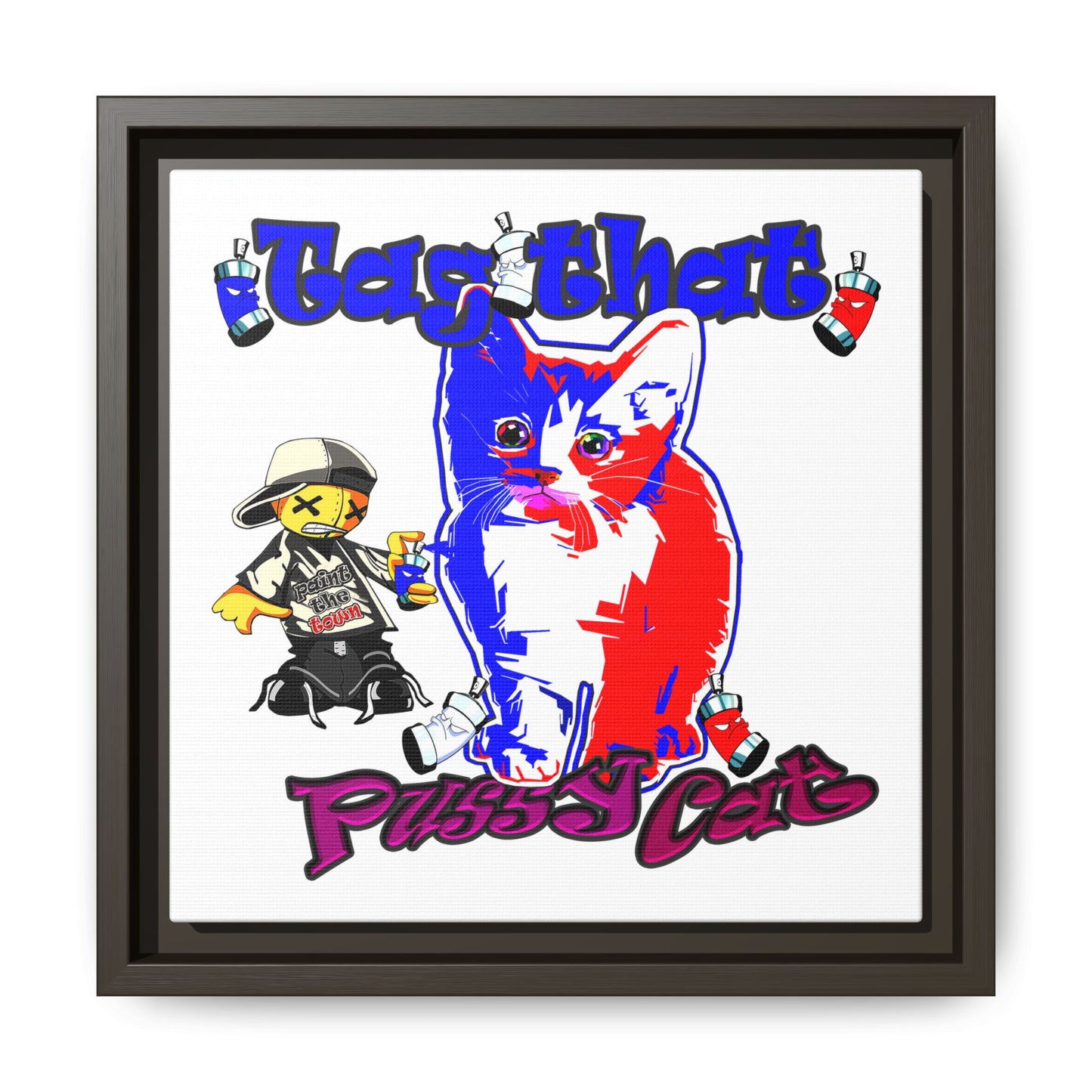 tag that - framed canvas art (white)