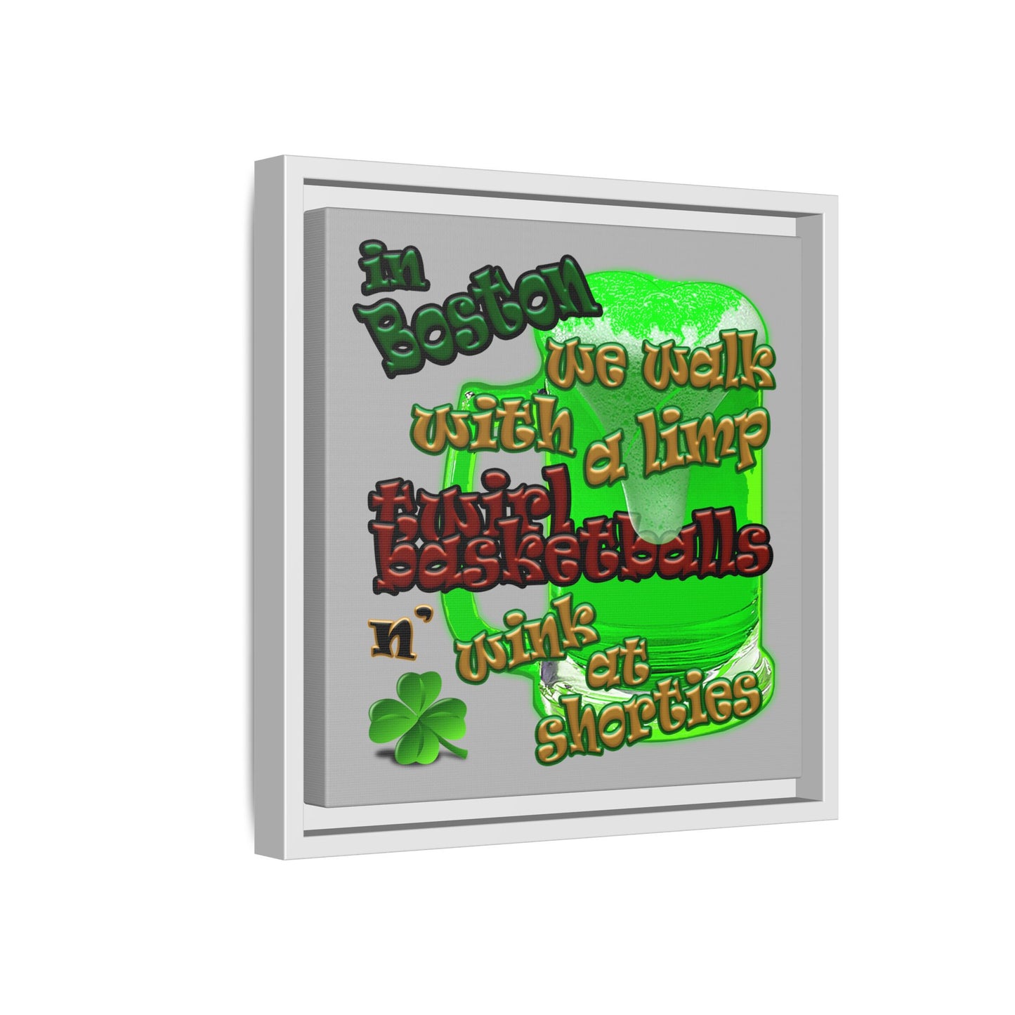 celtics logo - framed canvas art (light grey)