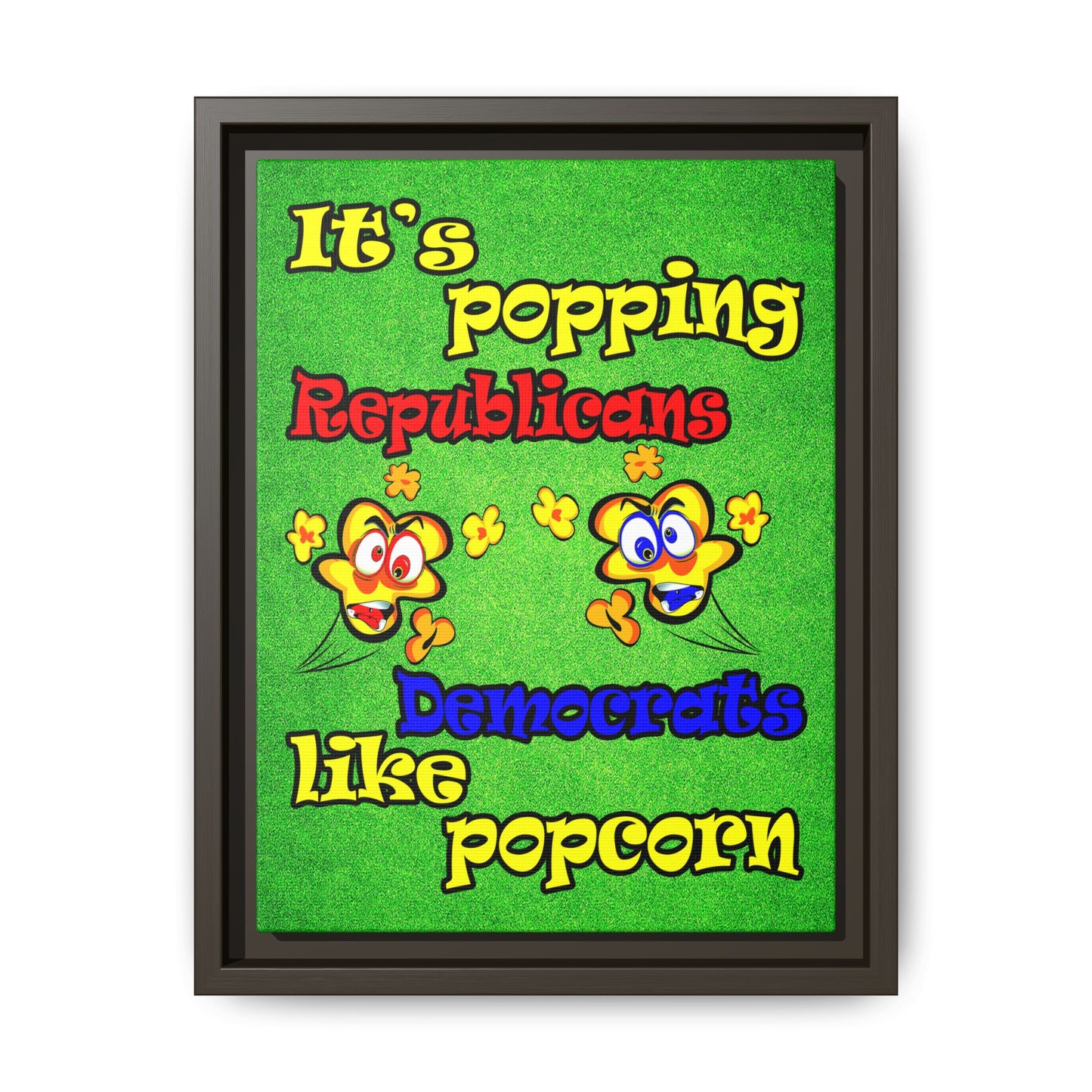 popping like popcorn - framed canvas art (green turf)