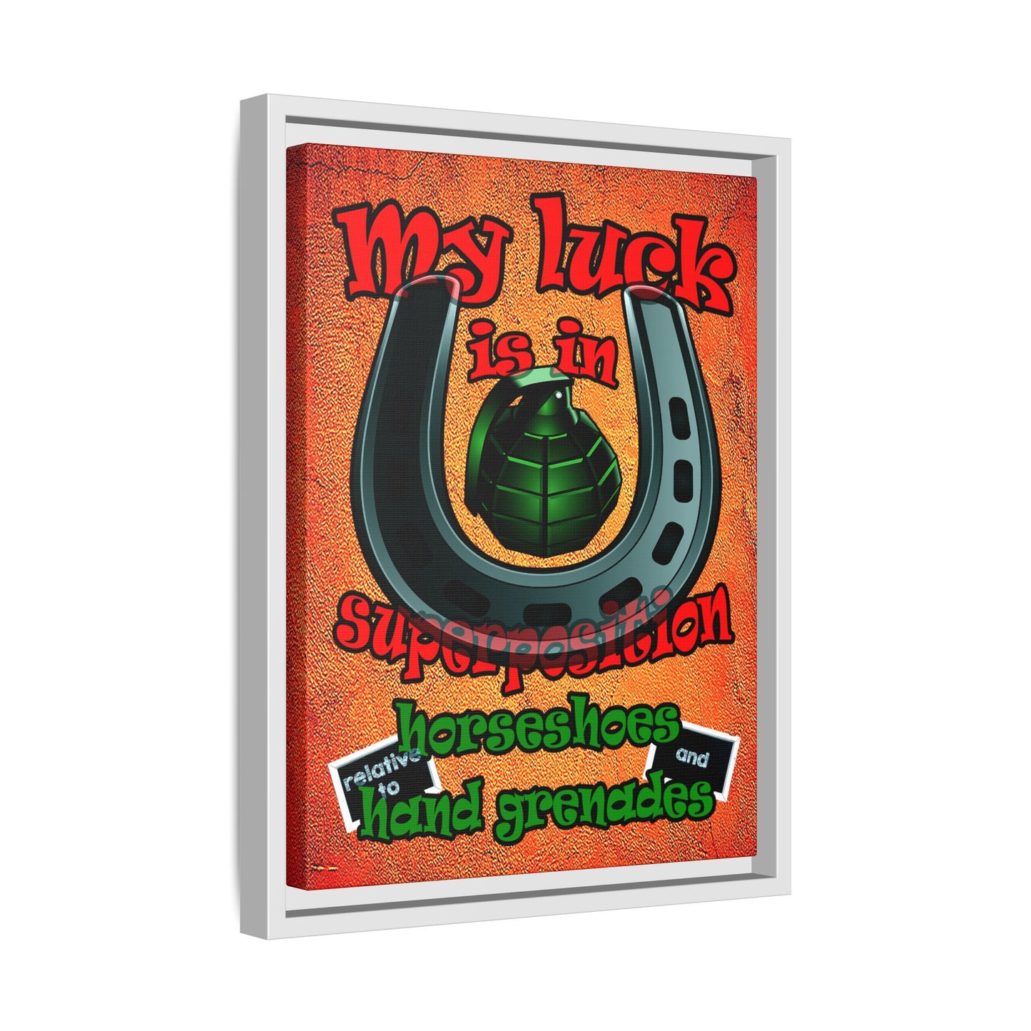 my luck - framed canvas art (burnt orange)