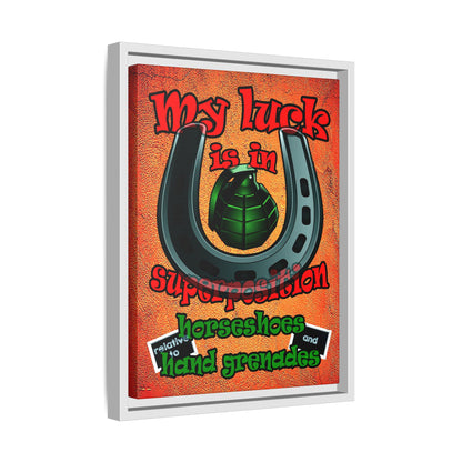 my luck - framed canvas art (burnt orange)