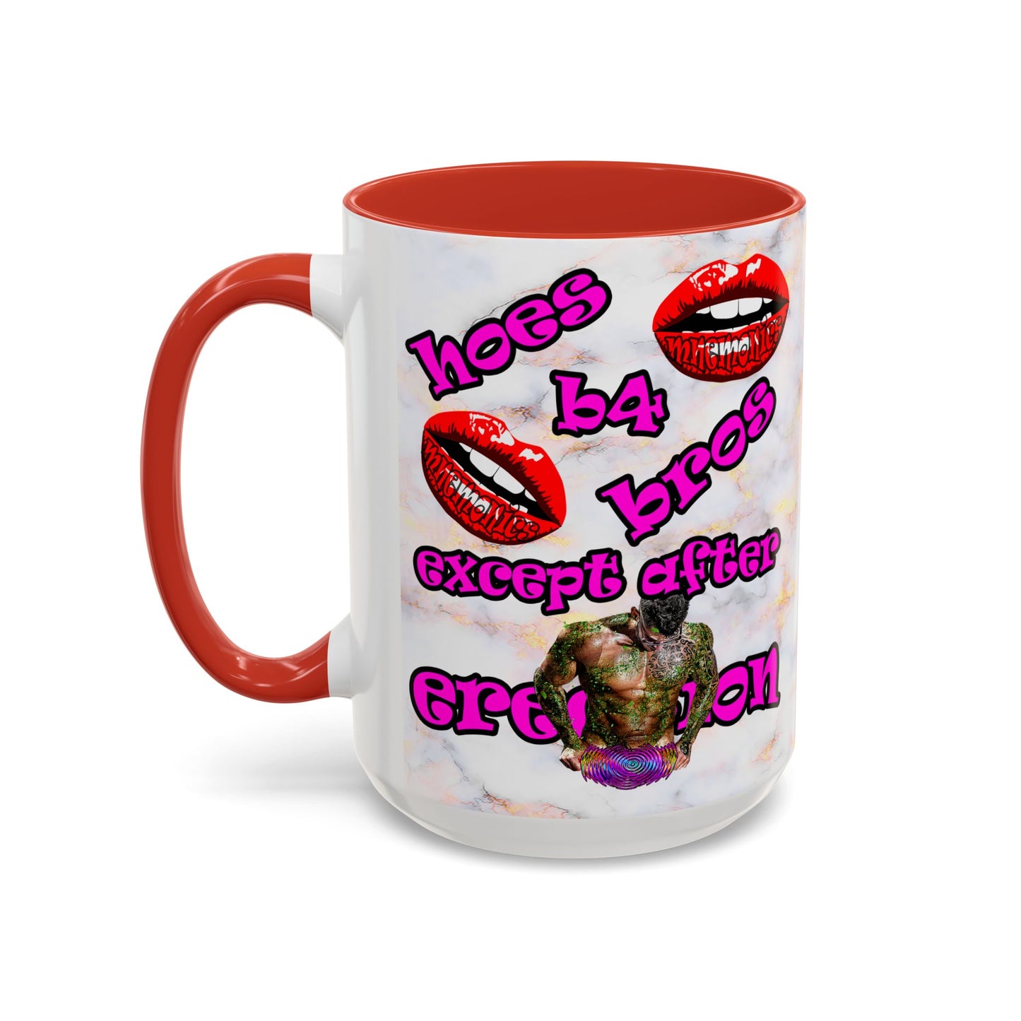 hoes b4 bros - Accent Mug (white marble)