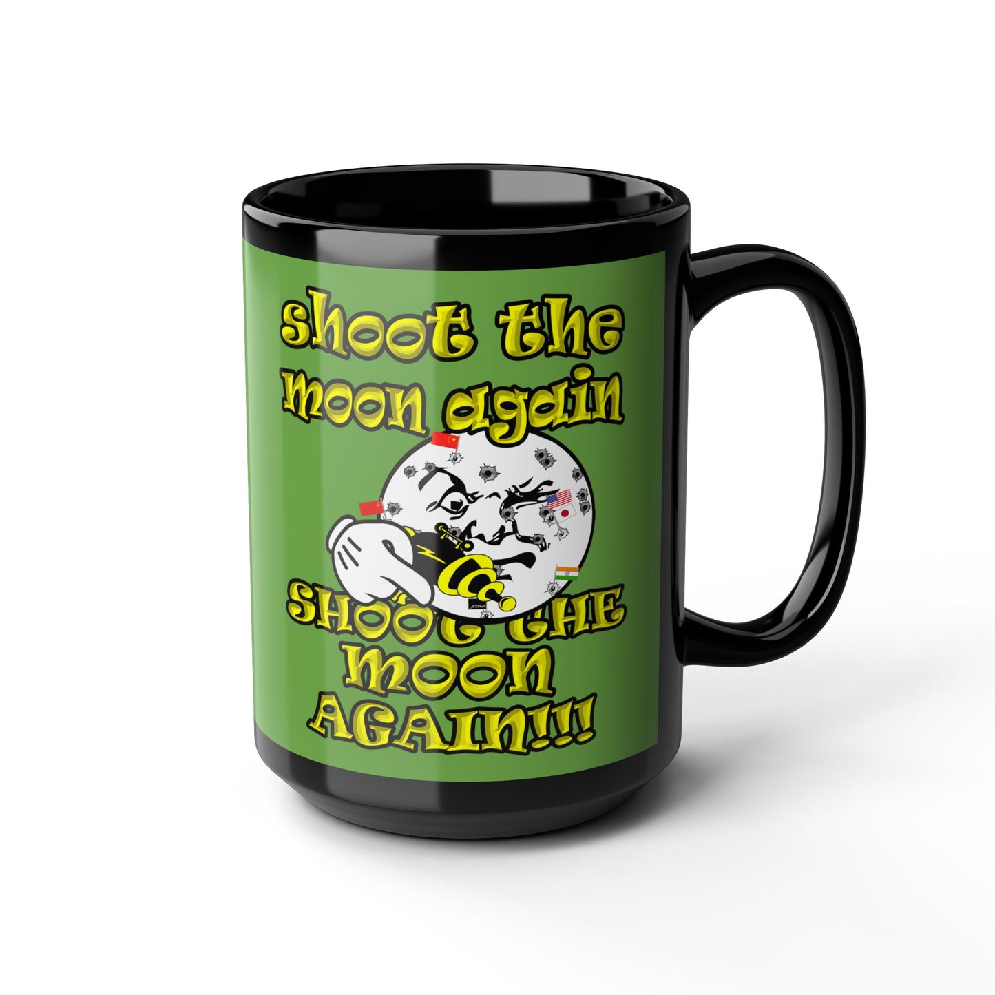 shoot the moon again - Black Mug (green)