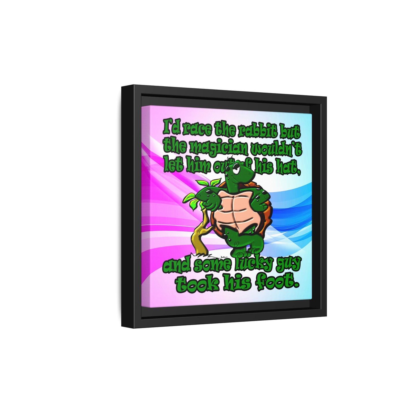turtle race - framed canvas art (light blue-pink wave)