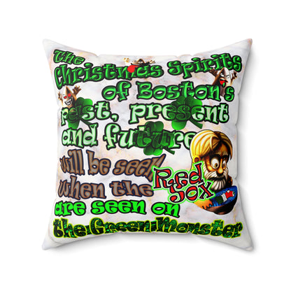 christmas spirits of boston - Faux Suede Square Pillow - (white marble)