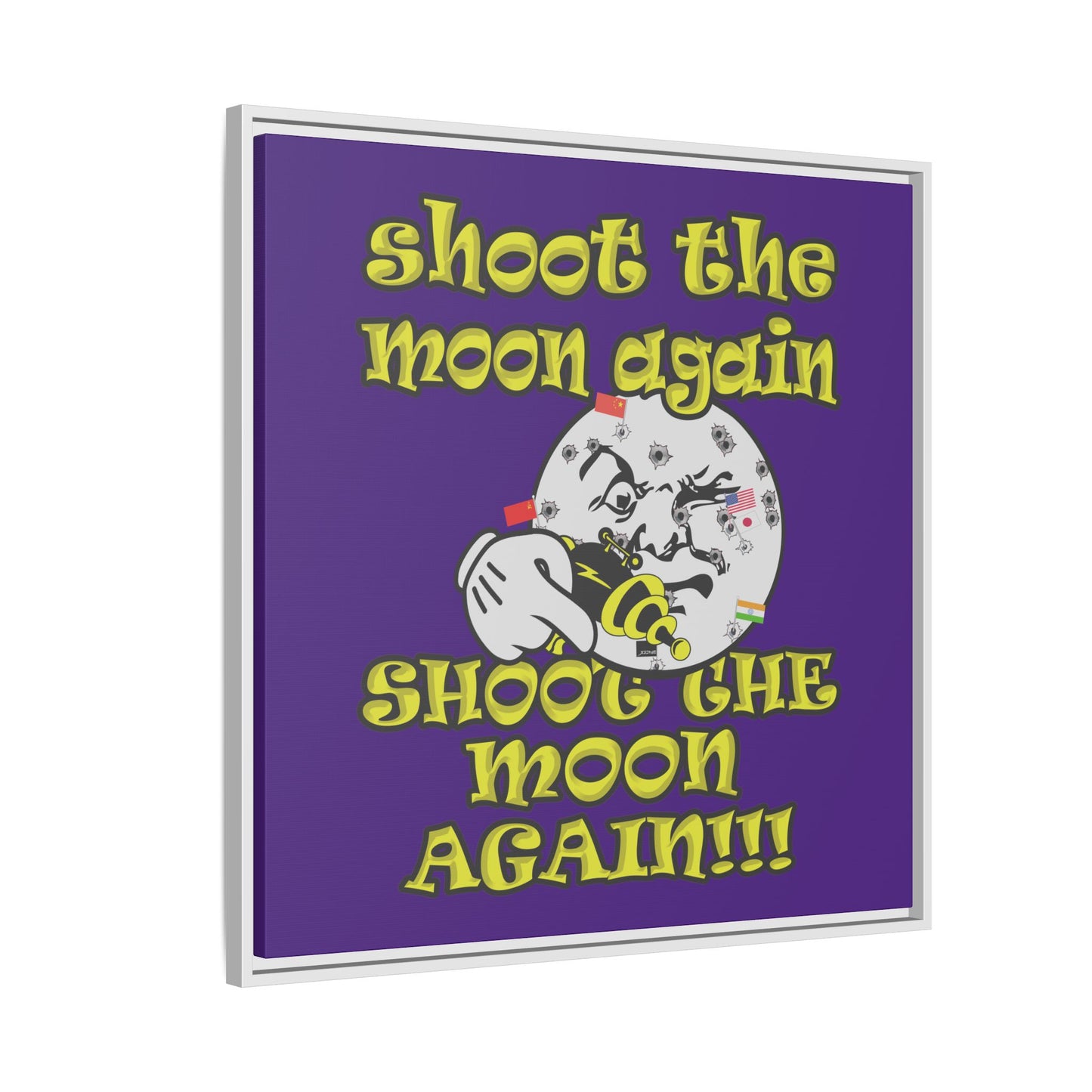 shoot the moon again - framed canvas art (purple)